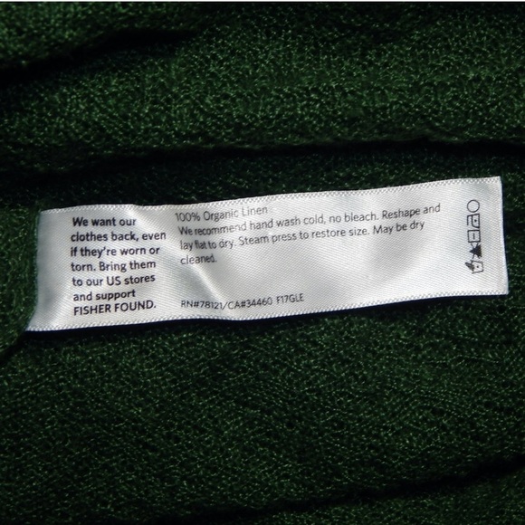 EILEEN FISHER System Emerald Green Organic Linen Boxy Lagenlook Sweater Size L - Picture 5 of 5